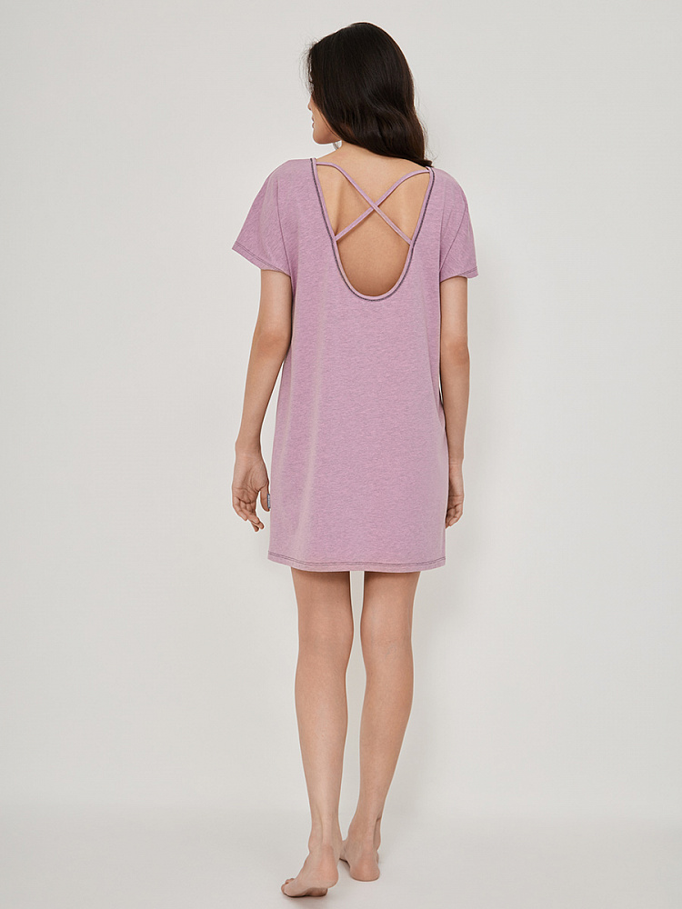 Платье сорочка с принтом и вырезом на спине  Medea Пыльно-лиловый_13483